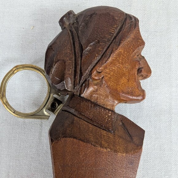 Vintage Hand Carved Wooden Spoon Fork Faces Man Woman Couple Decorative Kitchen - Picture 4 of 8